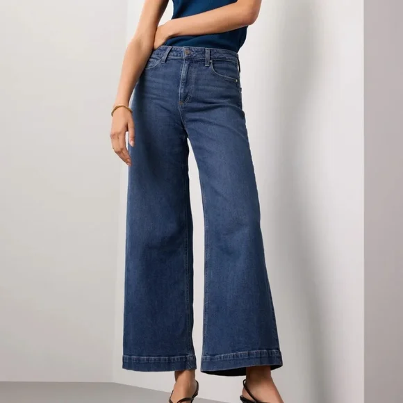 Paige Wide Leg Harper Jeans Womens Size 32 Dark Wash - Picture 4 of 12